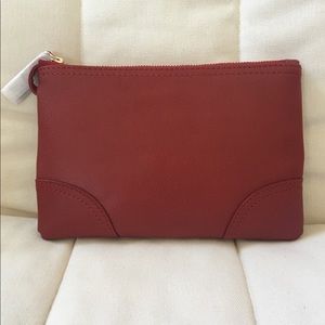 Levenger Charlotte Leather Pouch Wristlet Clutch